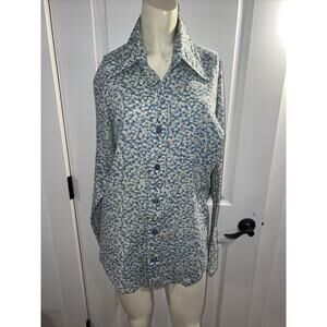 Vintage men’s floral H.I.S Pointed Collar Button Down Disco Clubbing Shirt